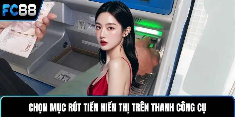 Chọn mục rút tiền hiển thị trên thanh công cụ